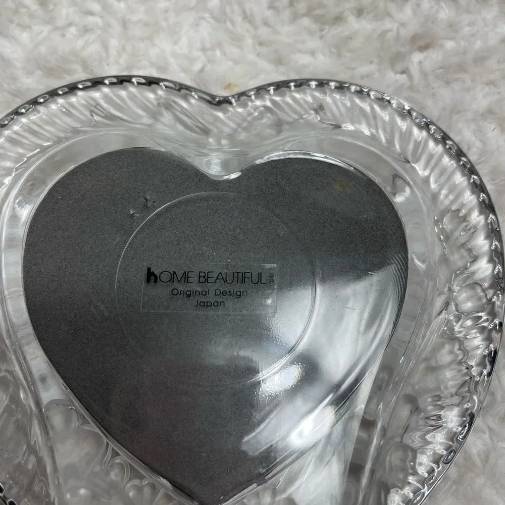 Home Beautiful heavy lead crystal Heart 7x7 Glass Picture Frame